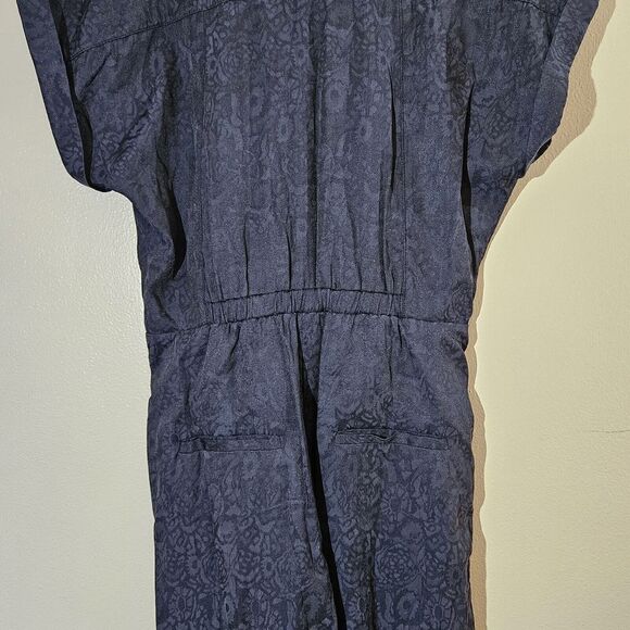 Anthropologie Ett:Twa James Navy Blue Tie Waist Wide Leg Jumpsuit Size 10 Boho - Picture 5 of 15